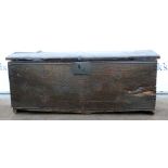 Late 17th Century oak plank coffer with hinged cover, 100cm