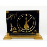 Jaeger-LeCoultre Marina mantel Clock, visible eight day movement, the clear dial with gilt dagger