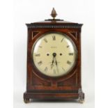 Early 19th century rosewood cased double fusee bracket clock, the convex painted dial with Roman