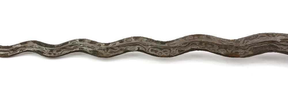 Southeast Asian Kris, the ivory handle carved with a flying horse, and foliate scrolls, and set with - Image 4 of 14