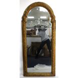 19th century French pier mirror in gilt frame with fleur-de-Lis detailing to glass. 170H x 78W(cm)