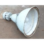 Two Industrial enamel pendant lights (no glass), H70cm and H80cm