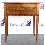 19th century Continental mahogany crossbanded and parquetry inlaid side table with a single drawer