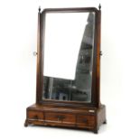 19th century mahogany dressing table mirror, with rectangular glass plate above two short and one