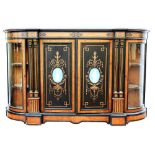 AMEDNDED DIMENSIONS Late 19th century ebonised and burr walnut credenza with marquetry inlaid