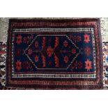 AMENDED DESCRIPTION Turkish Yagcibedir blue ground rug, with central floral medallion and floral