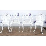 Two pairs of white metal painted garden chairs (4)