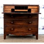 19th century mahogany secretaire chest, with secretaire revealing fitted interior above three