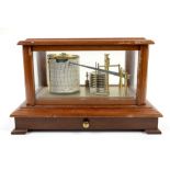 Mahogany cased barograph by Rapport, London, signed to brass plate, within a glazed case with a