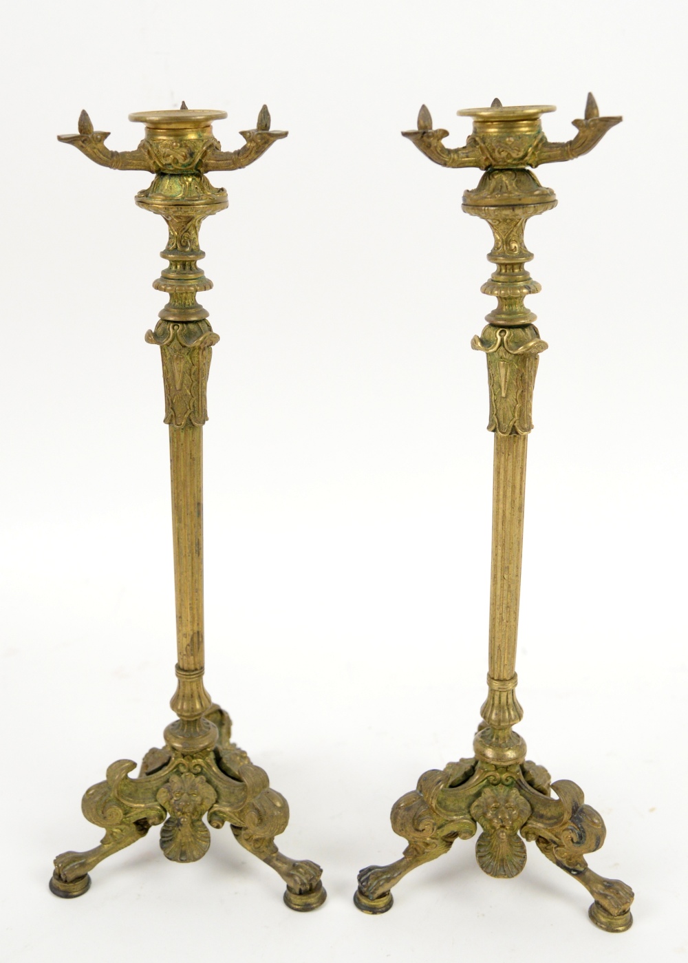 Pair of Napoleon III bronze candelabra, after a model from Ancient Rome, with Corinthian columns