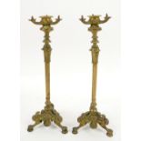 Pair of Napoleon III bronze candelabra, after a model from Ancient Rome, with Corinthian columns