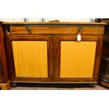 Early 19th century mahogany chiffonier with brass line inlay above two drawers over two cloth