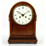 Late 19th century mahogany cased mantel clock, the white enamelled dial with twin-train French