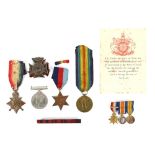 WWI medal group comprising 1914 Star and a Victory Medal, both with ribbons and impressed '2308 PTE.