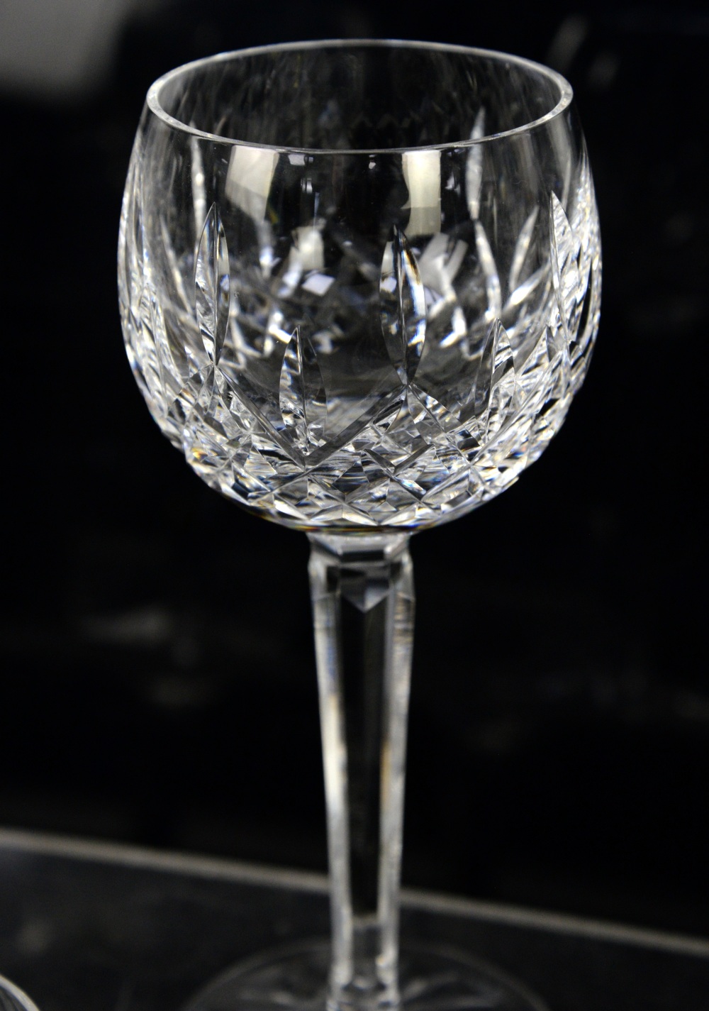 Waterford crystal faceted stem wine glasses, five matching and two of a different design, h19cm - Image 2 of 2