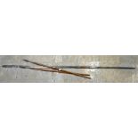 Maasai lion hunting spear 172cm and two short spears 89cm