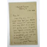 Kate Greenaway signed letter, dated 2 Nov 1883, 11 Pemberton Gardens, Holloway N, reading 'Dear Sir,