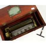 Nicole Freres key wind cylinder music box playing 4 airs, original play list and cylinder No. 27010,