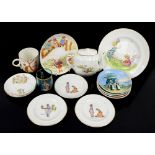 Kate Greenaway ceramics; four circular shallow dishes manufactured by Henry Dreydel & Co and other