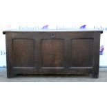 18th century and later oak panelled coffer. 125W x 64H x 51D (cm)