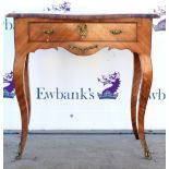 19th century French kingwood serpentine gilt metal mounted side table with a single drawer above a