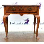 Late18th/19th century walnut crossbanded and feather banded side table with a single drawer above