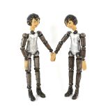 Two Swiss made metal and composite articulated artist's miniature models, 19.5cm high, (2),