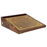 19th century and mahogany brass mounted campaign writing slope the hinged top enclosing a leather