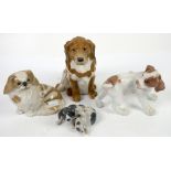 Royal Copenhagen Golden Retriever 5136, h18cm, spaniel 1772, h12cm, two puppies 453 and a Bing &