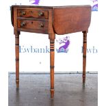 Early 19th century mahogany sewing table with ebony line inlay and two drawers (and two dummies)