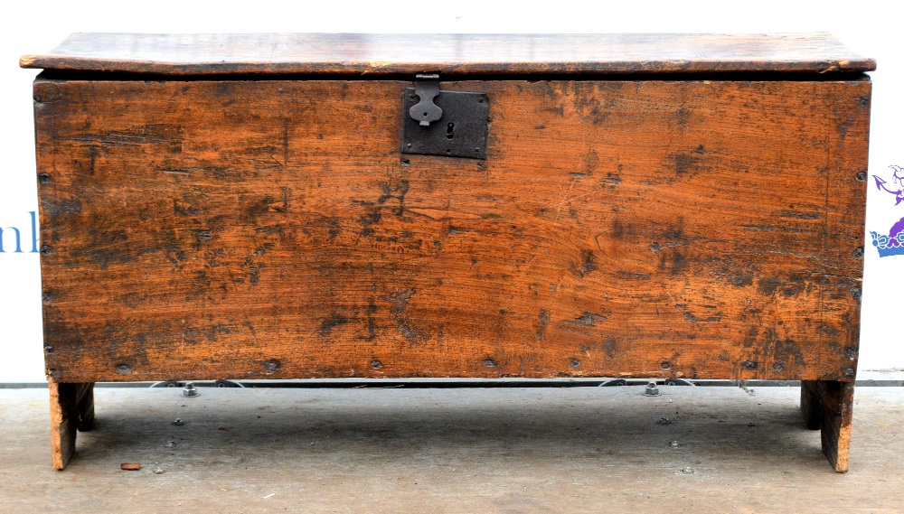 18th century and later oak coffer, 108cm wide x 36cm high x 37 cm deep