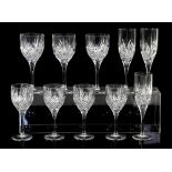 Set of crystal cut glasses to include 12 red wine, 11 white wine and 11 champagne flutes