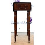 Early 19th century mahogany work table with two drawers (and two dummy) with ebony line and fleur-