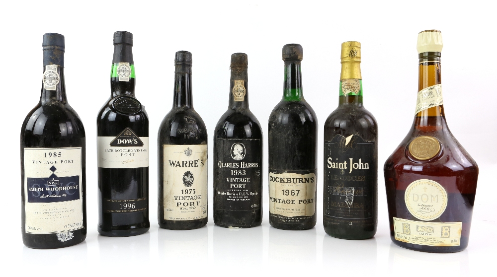 Five bottles of Port to include one bottle of Charles Harris 1983 Vintage Port, 75cl, one bottle