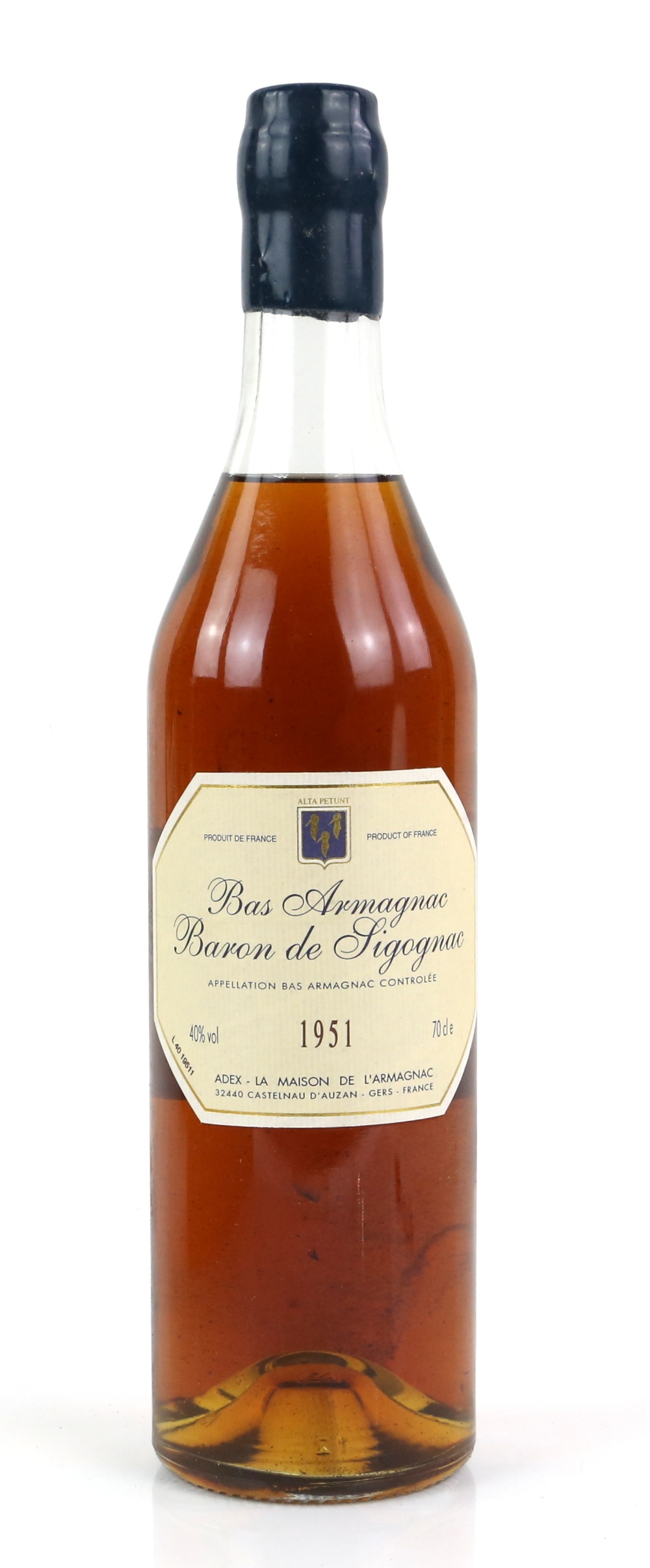 One bottle of Bas Armagnac Baron de Sigognac 1951 in wooden presentation case, 70cl, 40% vol - Image 2 of 3