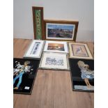 A LOT OF FRAMED ITEMS INC OIL ON CANVAS SIGNED INDISTINCT