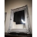 SILVER ORNATE BEVELLED EDGE HALL MIRROR 100CM X 30CM