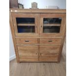 LARGE MANGO WOOD ENTERTAINMENT UNIT