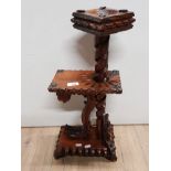 ORNATE CARVED WOODEN SMOKERS STAND