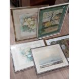 5 FRAMED PICTURES MAINLY STILL LIFE PLUS 1 COASTAL SCENE