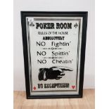 FRAMED POKER ROOM RULES OF THE HOUSE NOVELITY POSTER