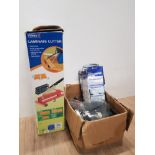 A BOXED VITREX LAMINATE CUTTER TOGETHER WITH A BOX OF MISCELLANEOUS