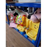 JOB LOT COMPRISING OF 3 CHILDREN SEATS SOFT TOYS AND ROCKING HORSE ETC