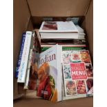 BOX CONTAINING A LARGE QUANTITY OF COOKING BOOKS