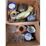 2 BOXES OF MISCELLANEOUS INC RINGTONS GLASS WARE ETC