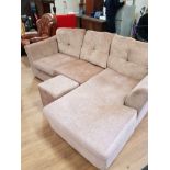 L SHAPED SOFA IN A BEIGE FABRIC