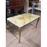 ONYX AND BRASS COFFEE TABLE