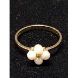 9CT GOLD AND CULTURED PEARL RING SIZE M GROSS WEIGHT 1.6G