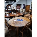 ERCOL DR0P LEAF CIRCULAR TOPPED TABLE WITH 4 ERCOL CHAIRS