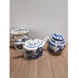 3 PIECES OF RINGTONS INC MASONS JUG AND TEAPOT